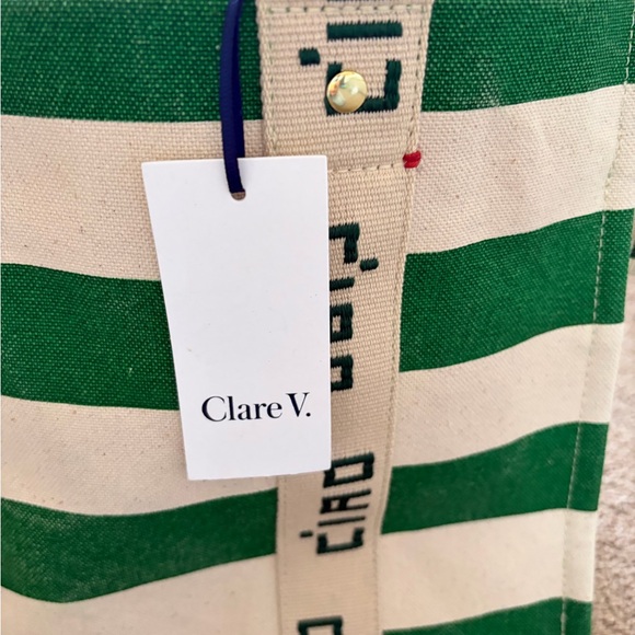 Ciao Green and White Striped Tote Bag - Picture 6 of 15